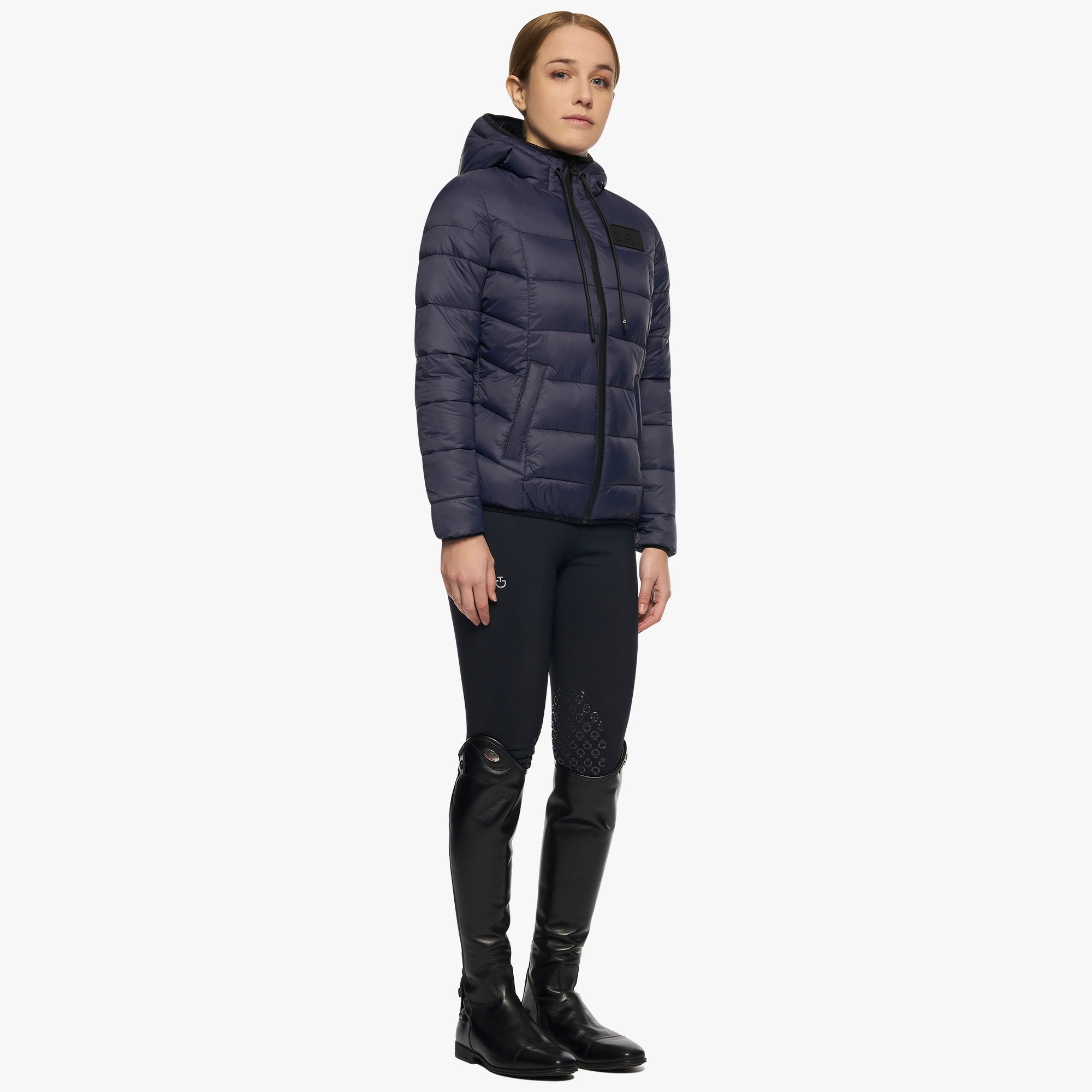 Synthetic Down Hooded Puffer Jacket - Marineblau