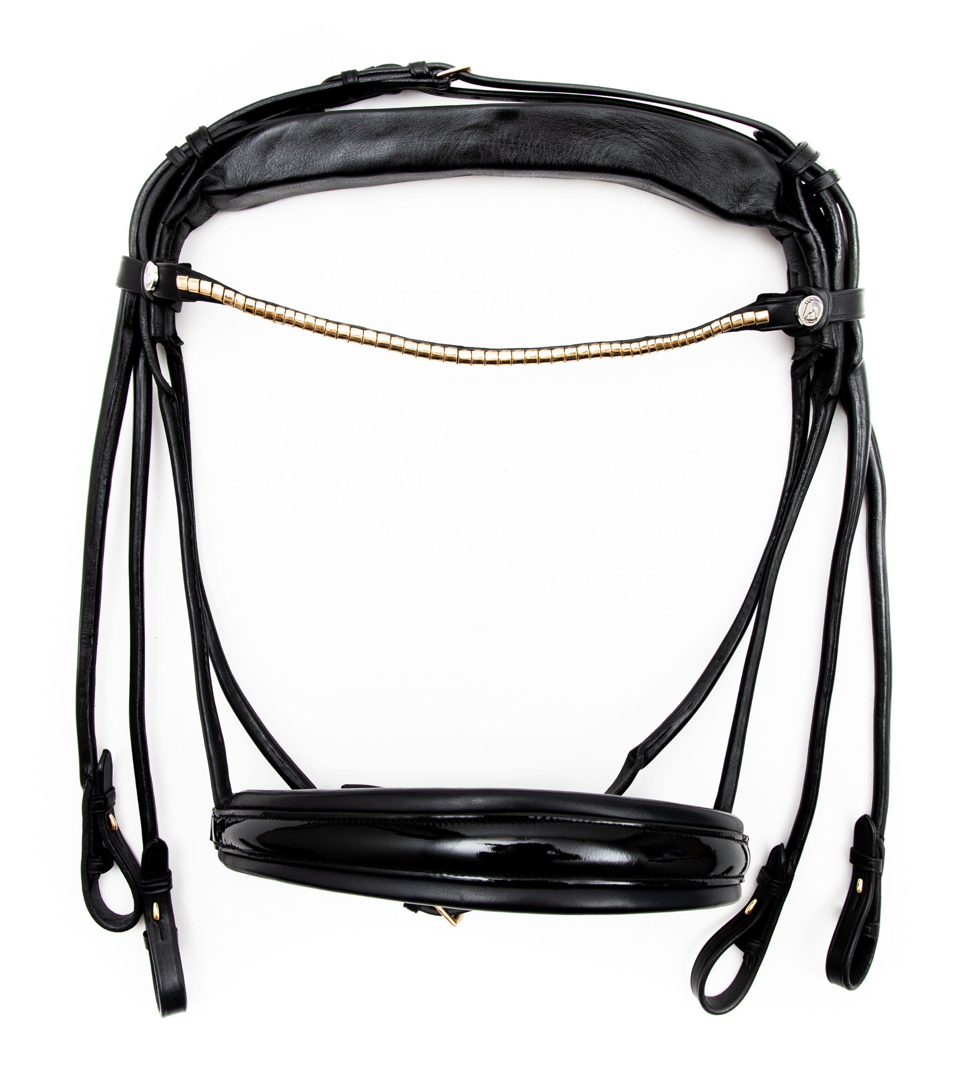 Finesse Double Bridle - Schwarz/Lack/Messing - Full