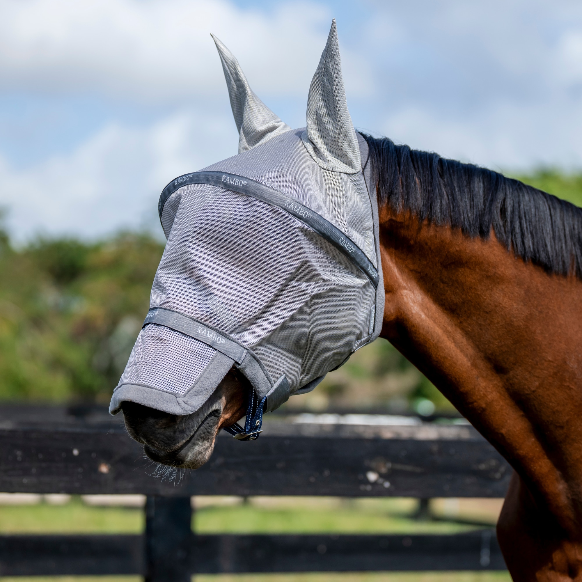 Rambo Flymask - Silver/Titanium Grey