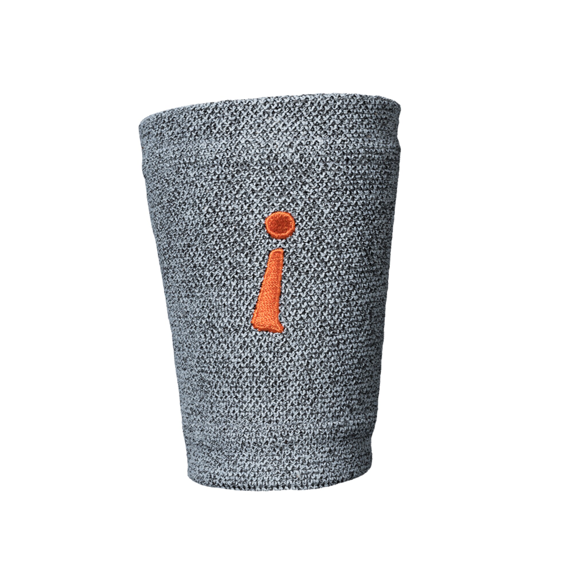 Grått handledsstöd från Incrediwear med orange logotyp, framifrån