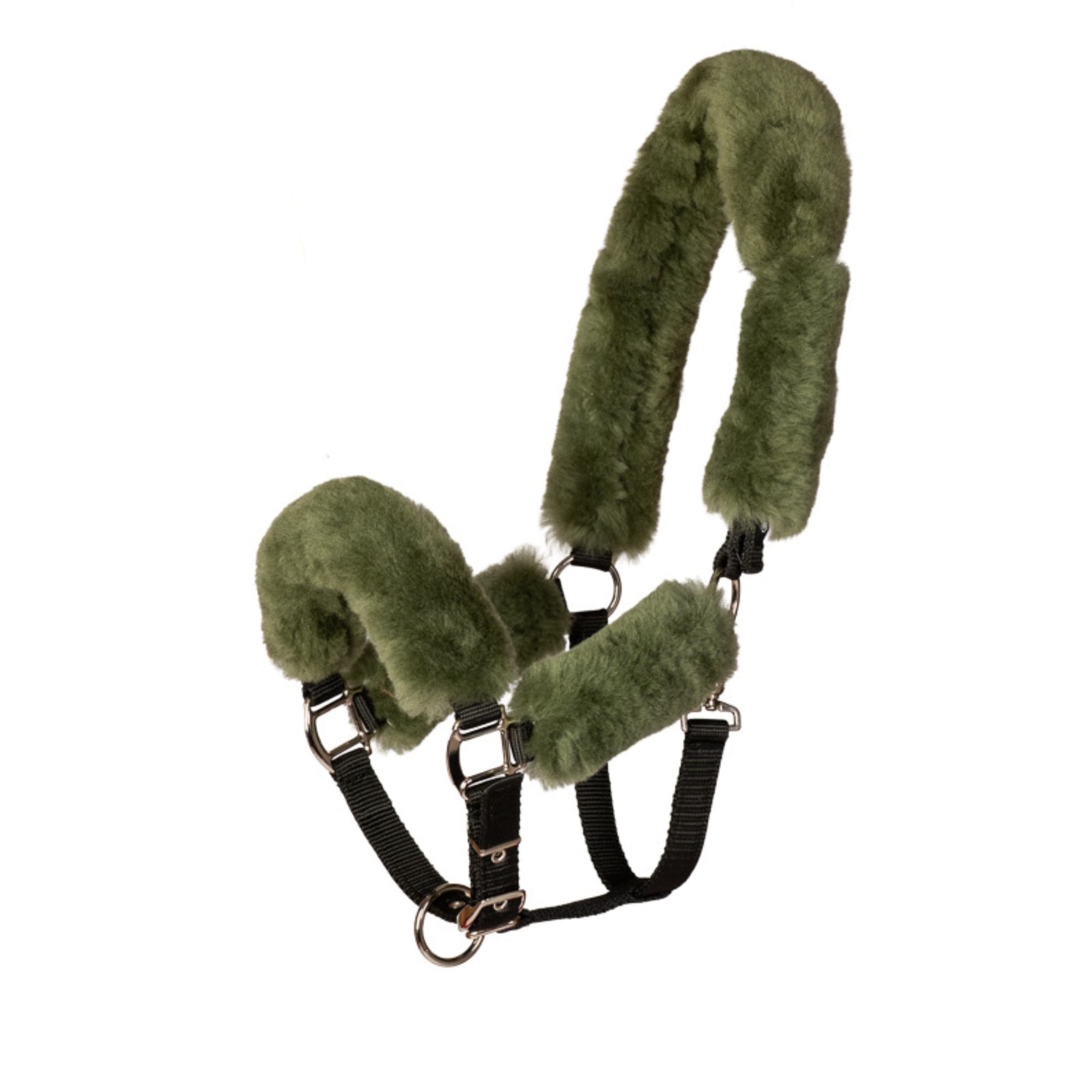 Lammfell-Halfter – Schwarz/Oliv