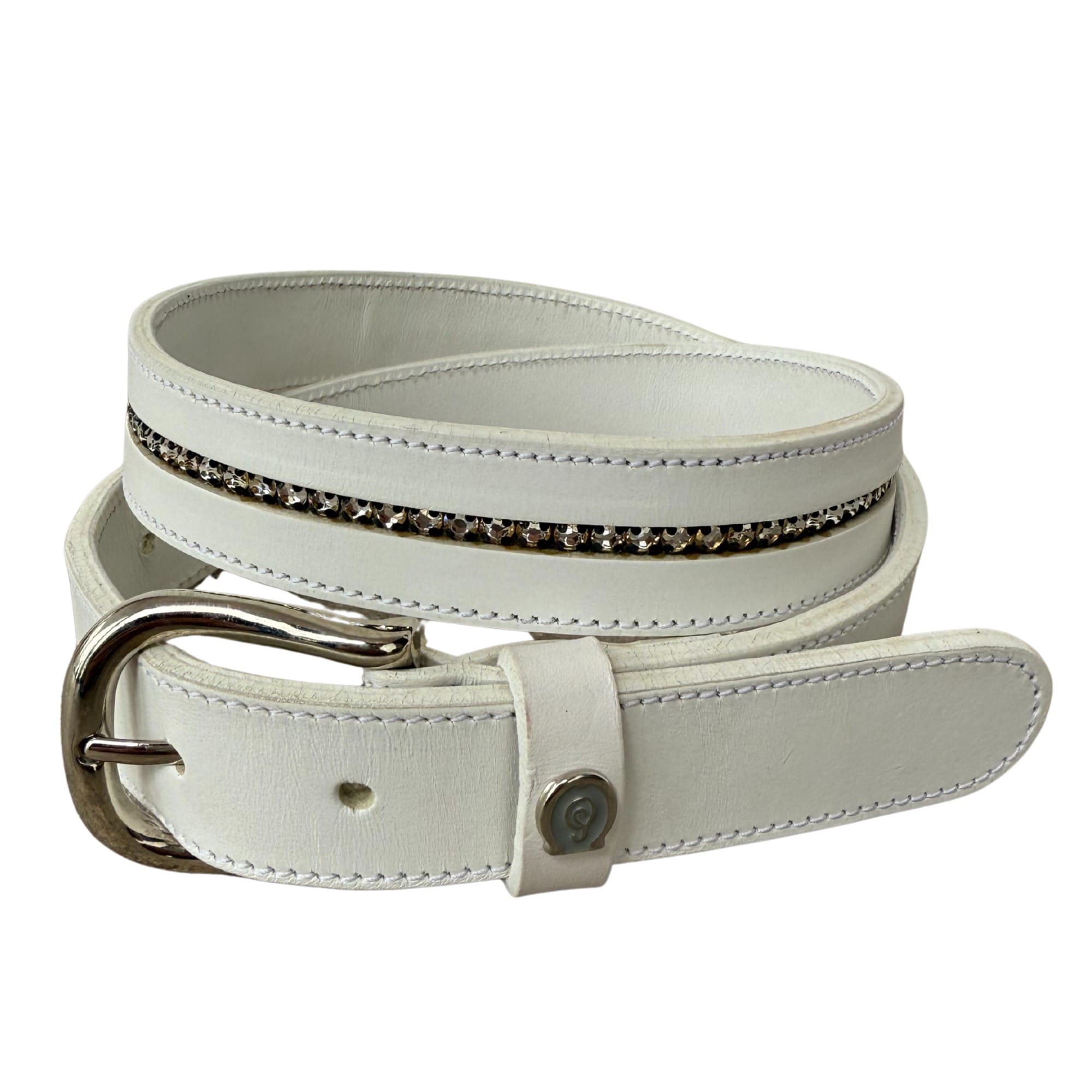 Gürtel mit Strass-Streifen - Weiß