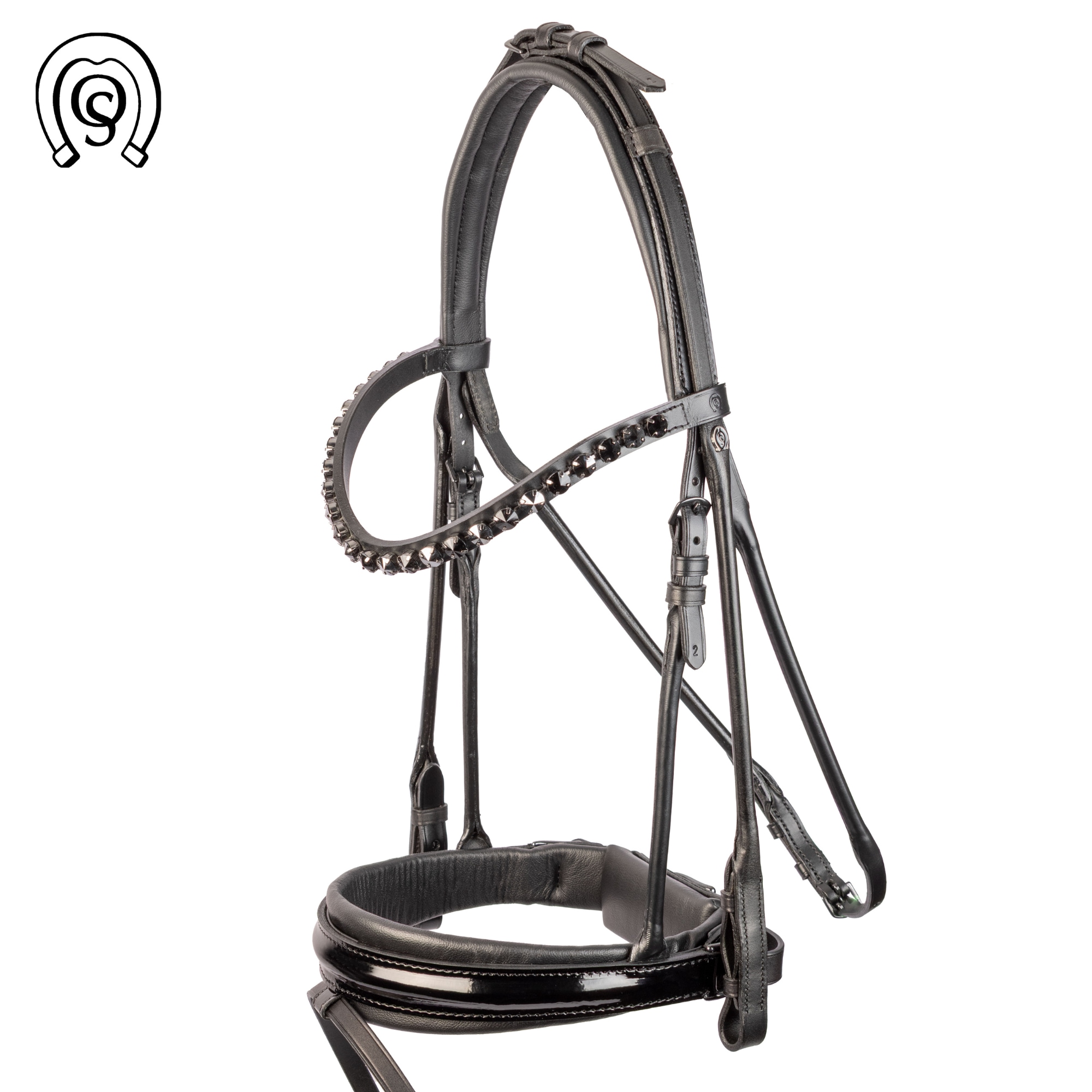 Rundgenähte Trense Genua - Schwarz/Lack/Jet