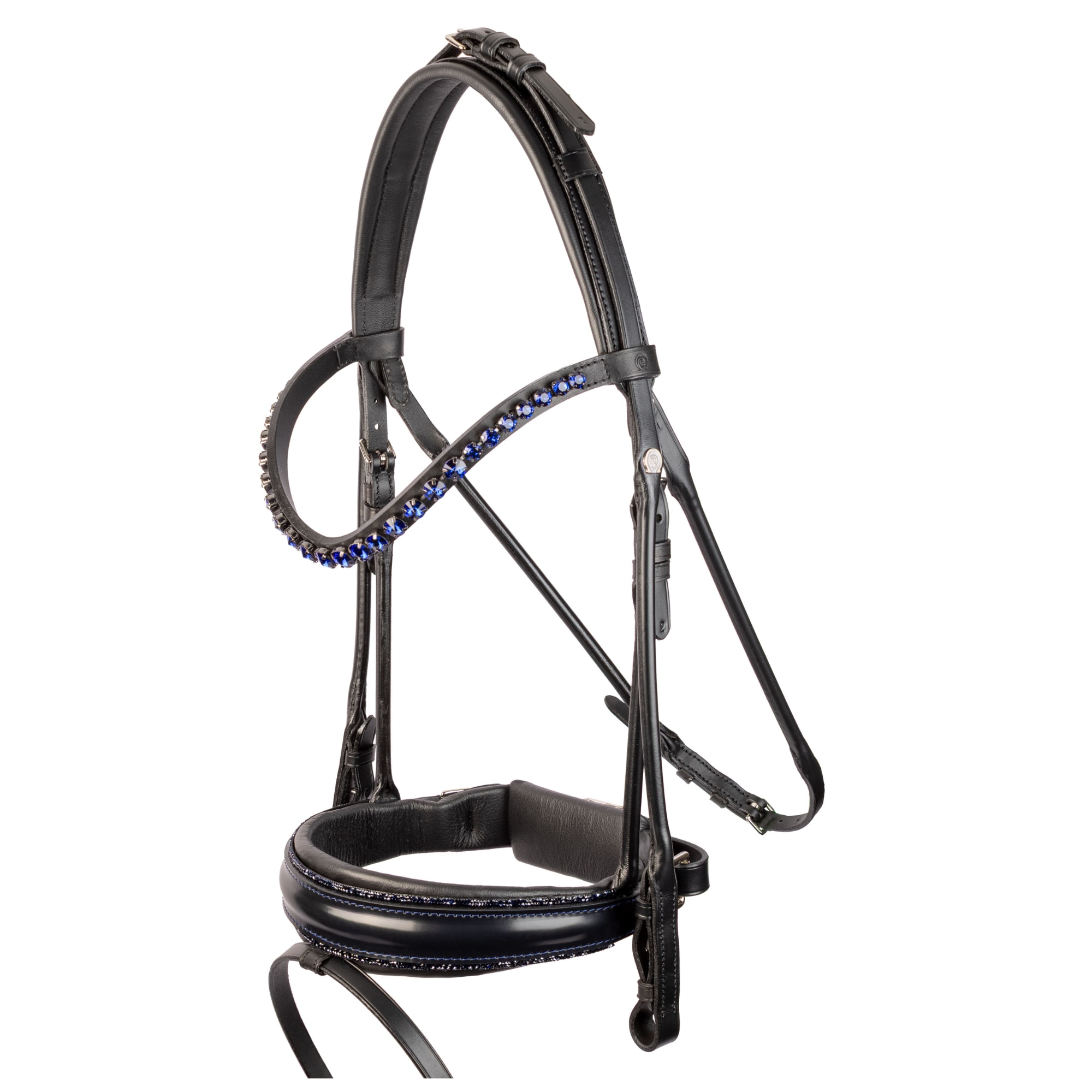 Rundgenähte Trense Genua - Schwarz/M.night Blue