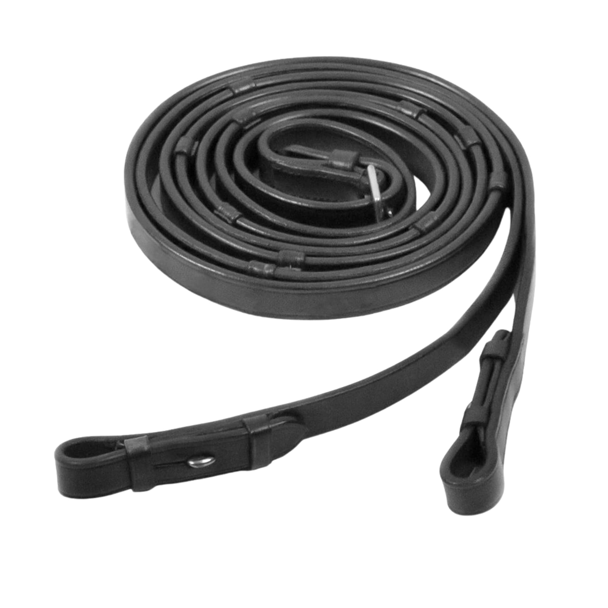 Lederzügel mit Stoppern - Schwarz/Silber