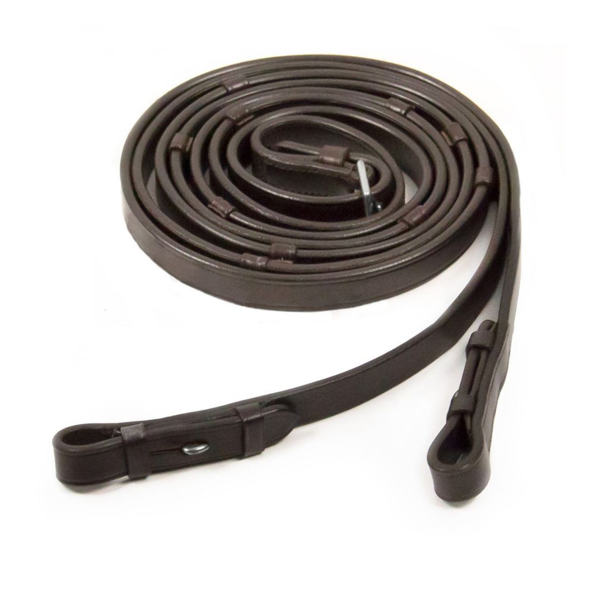 Lederzügel mit Stoppern - Espresso/Silber